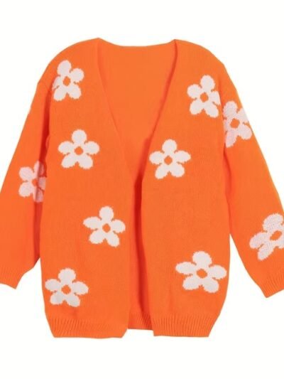 orange color cardigan on the white background