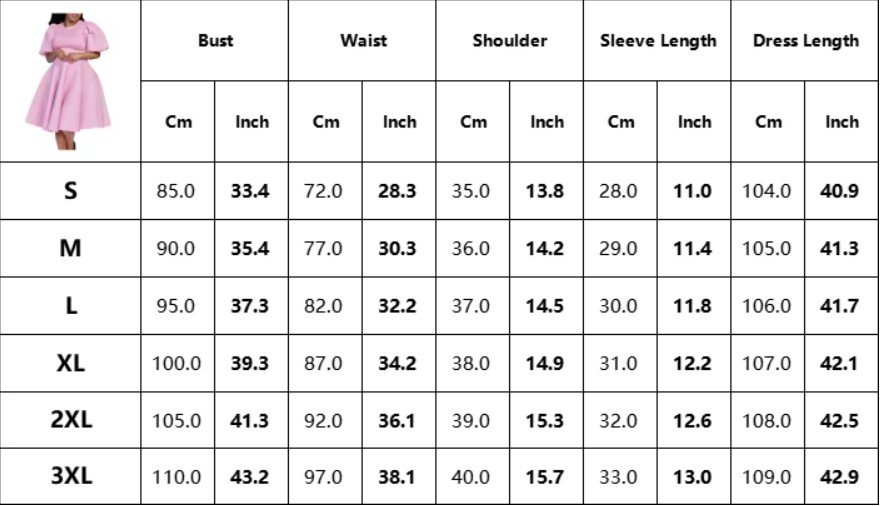 orange dress size chart