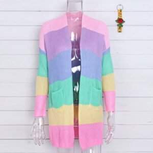 front view of pastel cardigan on a mannequin