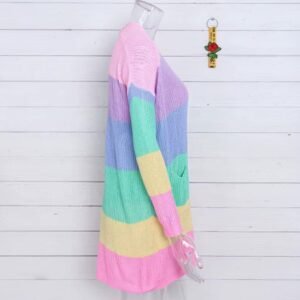 side view of pastel cardigan on a mannequin