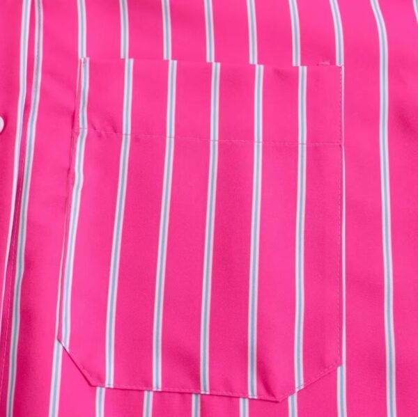 pocket and material of pink colorful blouse