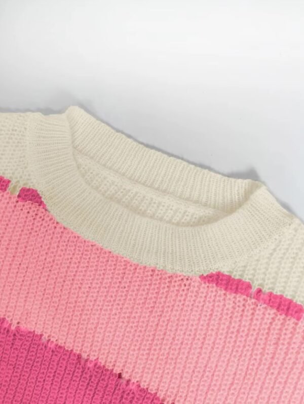 neck of pink colorful sweater on the white background