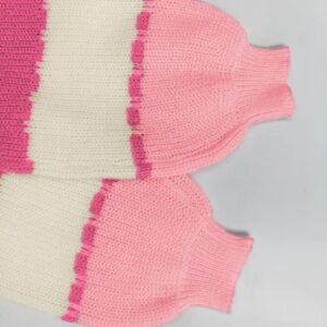 the sleeves of pink colorful sweater on the white background