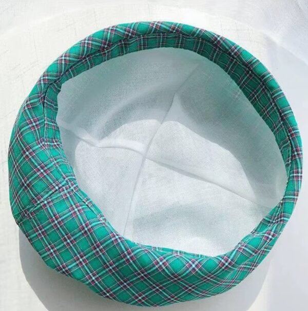 inside material of plaid colorful beret