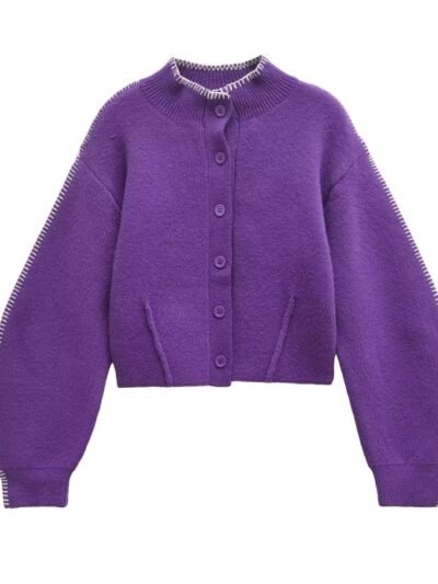 purple cardigan on the white background