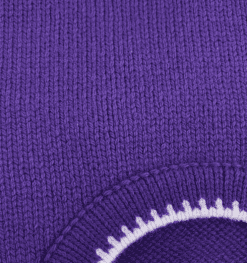 zoomed in fabric of purple sleeveless sweater