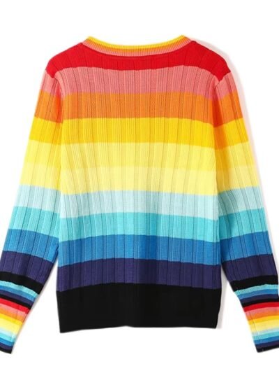back view of rainbow sweater on the white background