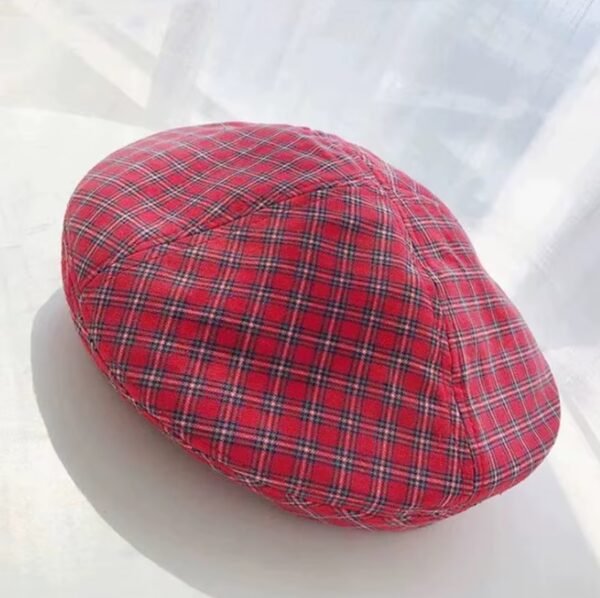 red plaid colorful beret on the white background