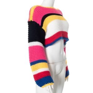 side view of stylish colorful sweater on a mannequin