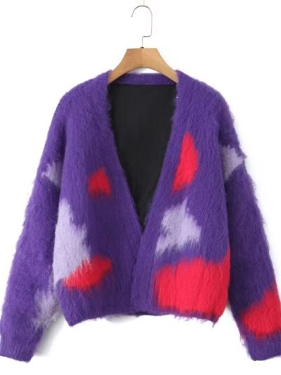 thick colorful cardigan on the white background