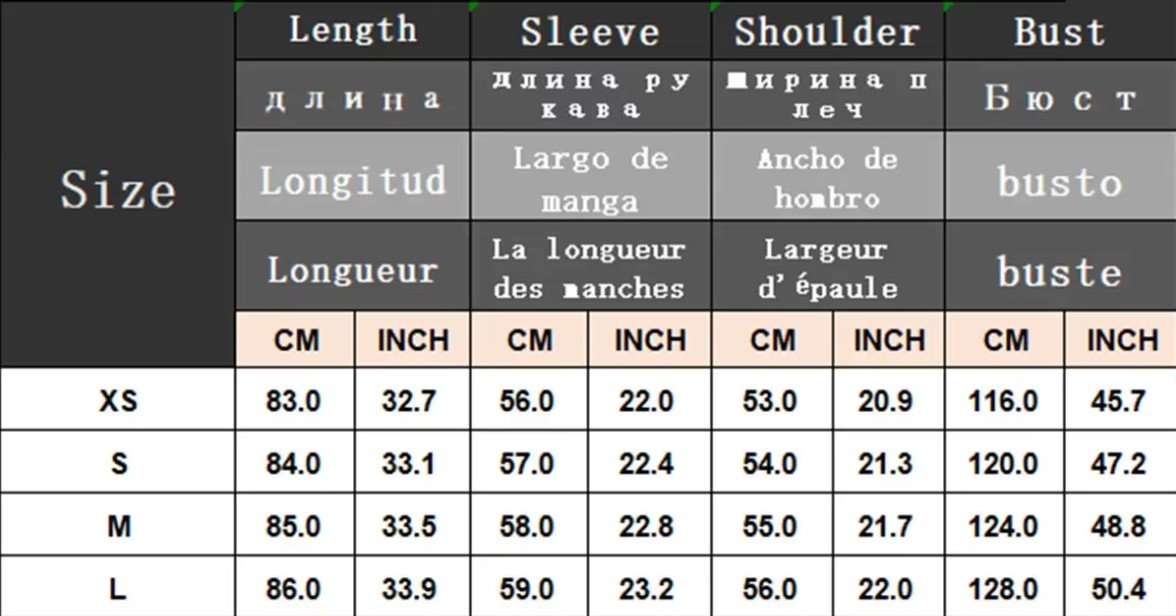 size chart of yellow colorful blouse 