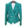 front view of blue tweed blazer on the white background