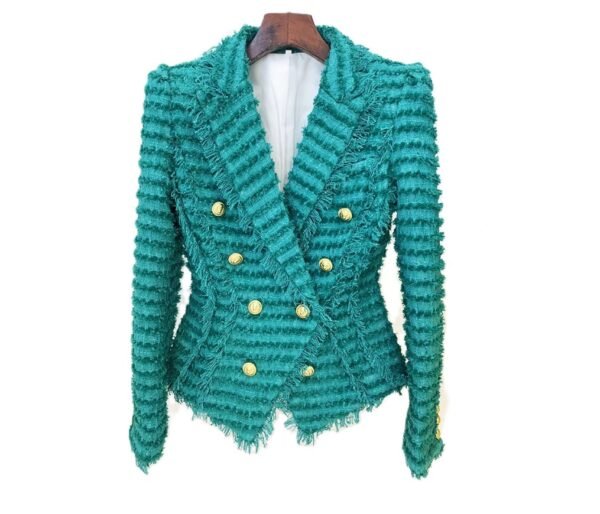 front view of blue tweed blazer on the white background