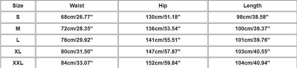 size chart of Bohemian colorful skirt