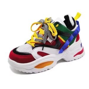 chunky colorful sneakers on the white background