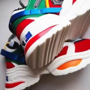 sole and bottom part of chunky colorful sneakers