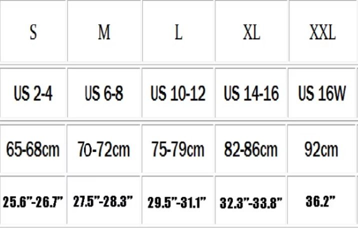 size chart of colorful ball skirt