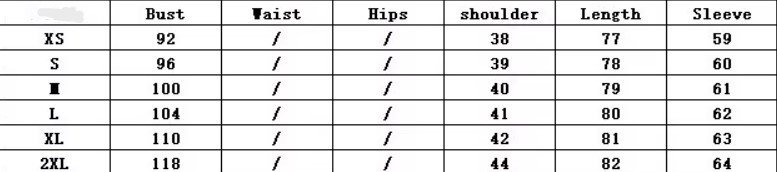 size chart of colorful blazer with faces