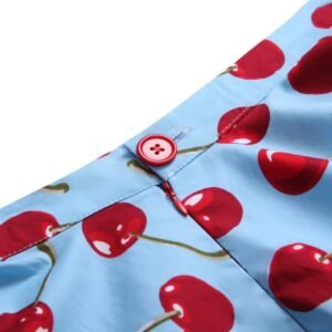 button and zipper of colorful cherry skirt