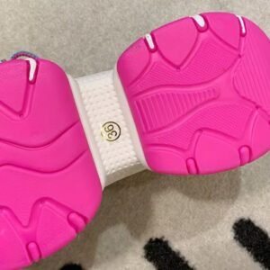 pink sole of colorful color blocking sneakers