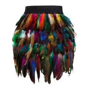 colorful feather skirt on the white background