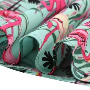 material and lining of colorful flamingo skirt