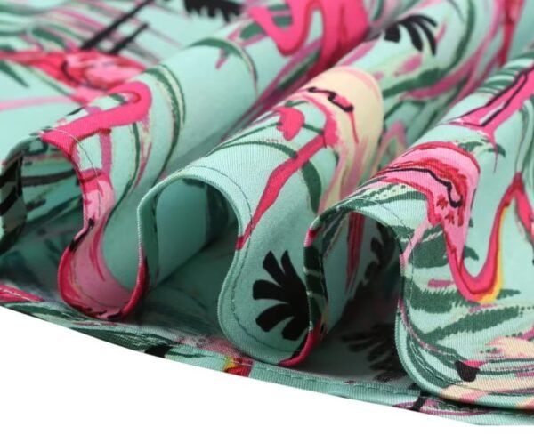 material and lining of colorful flamingo skirt