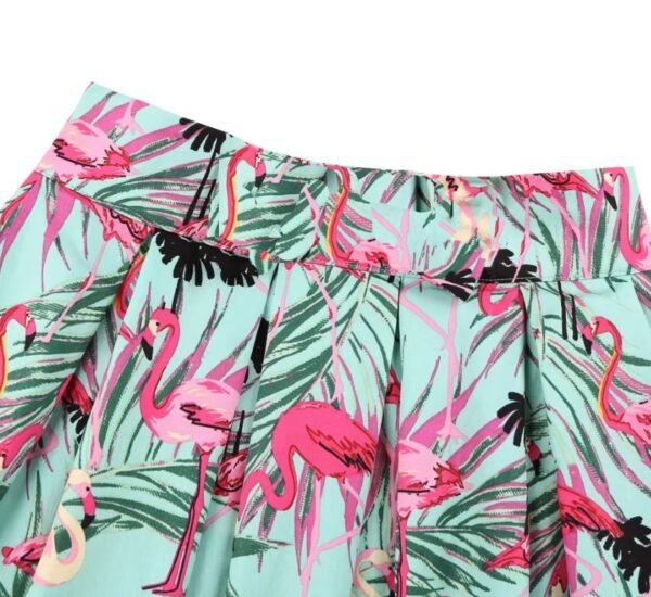 waistline of colorful flamingo skirt