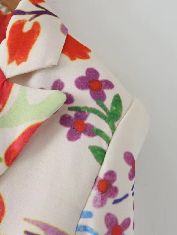 shoulder part of colorful floral blazer