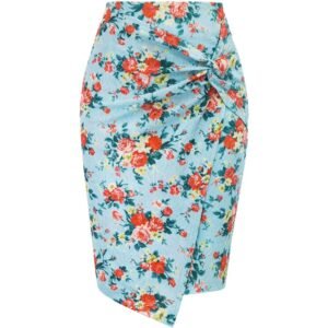 colorful floral pencil skirt on the white background