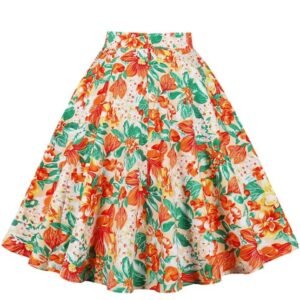 back view of colorful floral skirt on the white background