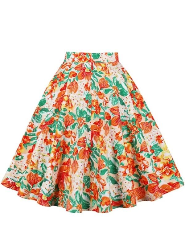 back view of colorful floral skirt on the white background