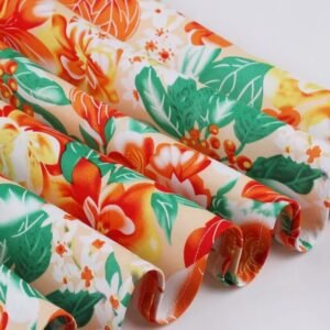 rolled material of colorful floral skirt