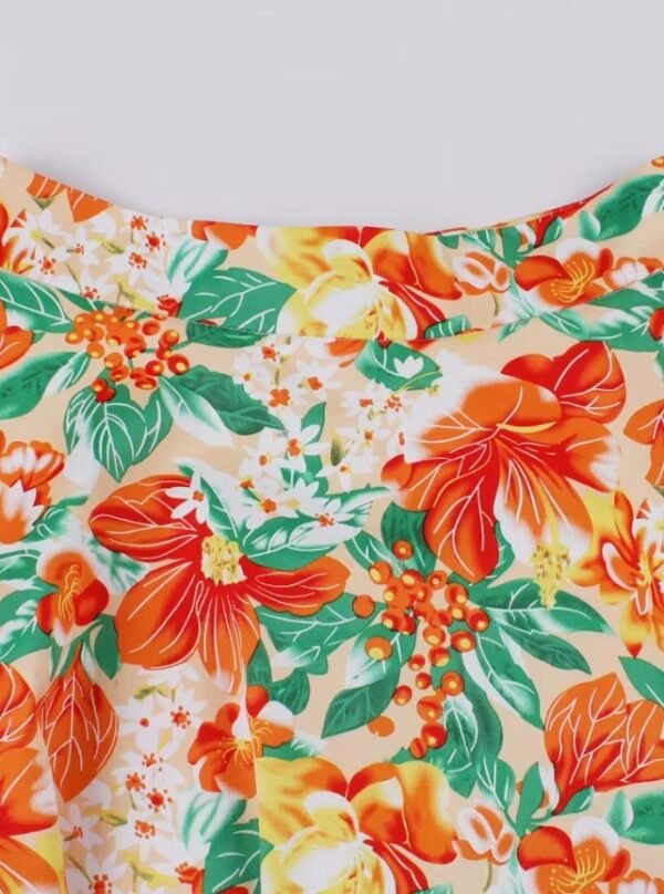 waistline of colorful floral skirt