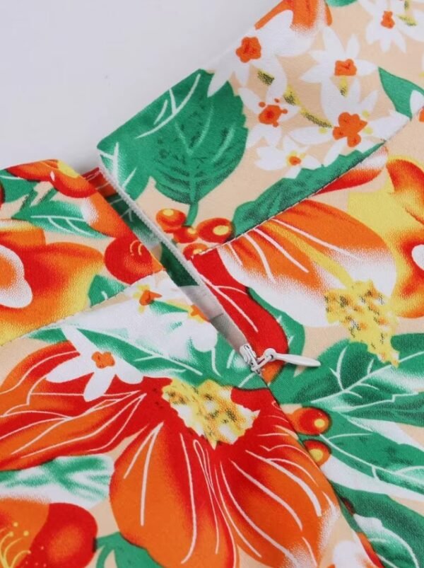 zipper of colorful floral skirt