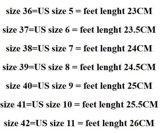 size chart of colorful gems sandals