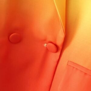 orange buttons of colorful gradient blazer