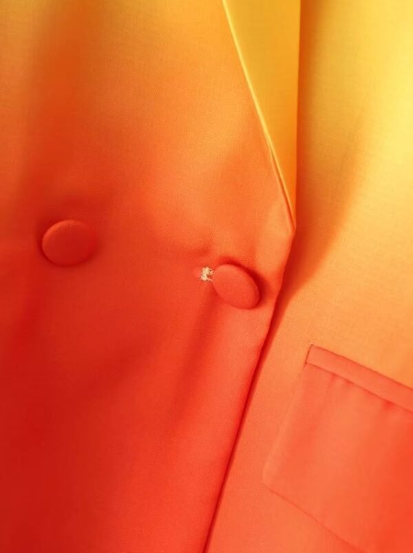 orange buttons of colorful gradient blazer