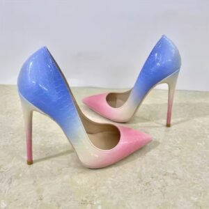 colorful gradient heels on the beige background