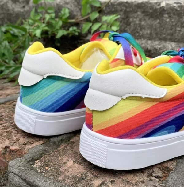 back view of colorful lace up sneakers