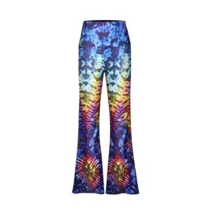 front view of colorful pattern pants on the white background