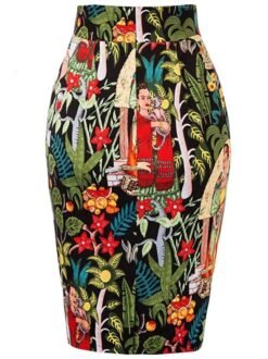 back view of colorful pencil skirt on the white background