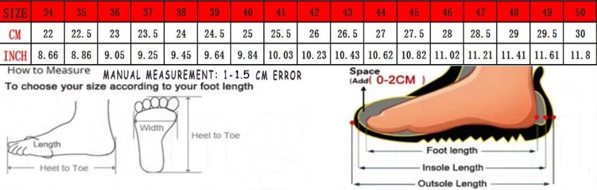 size chart of colorful pointed toe heels