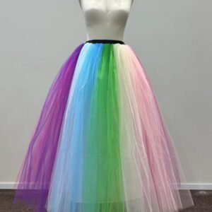 front view of colorful princess skirt on a mannequin