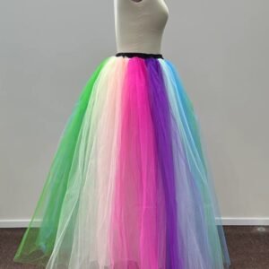 side view of colorful princess skirt on a mannequin