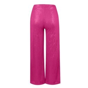 back view of hot pink colorful sequin pants on the white background