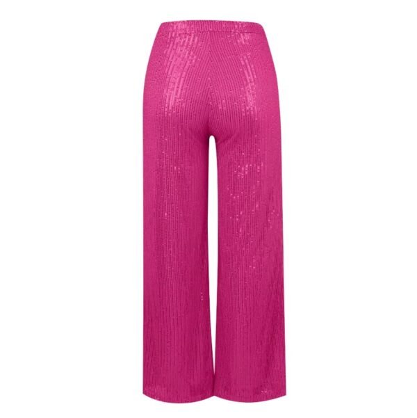 back view of hot pink colorful sequin pants on the white background