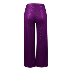 back view of purple colorful sequin pants on the white background