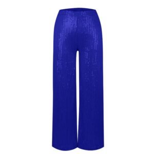 front view of royal blue colorful sequin pants on the white background