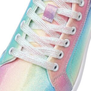 laces and material of colorful skate sneakers